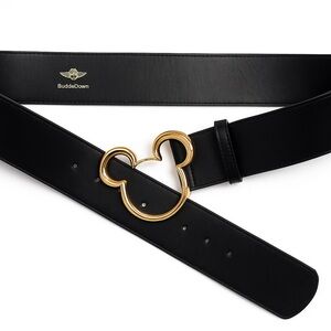 Black Belt with Gold Mickey Buckle